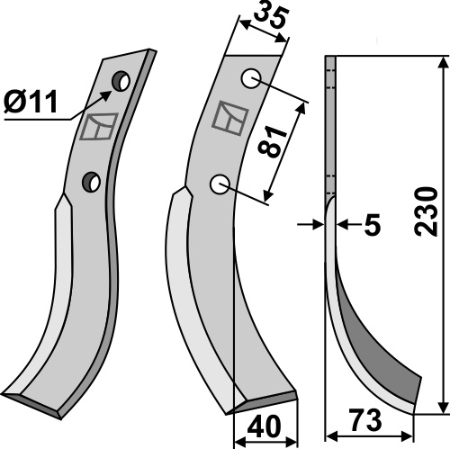 Fräsmesser 230x35mm, rechts, passend für Honda