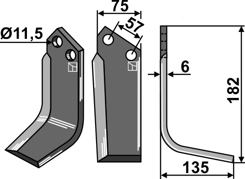 Fräsmesser 182x75mm, rechts, passend für Agrator