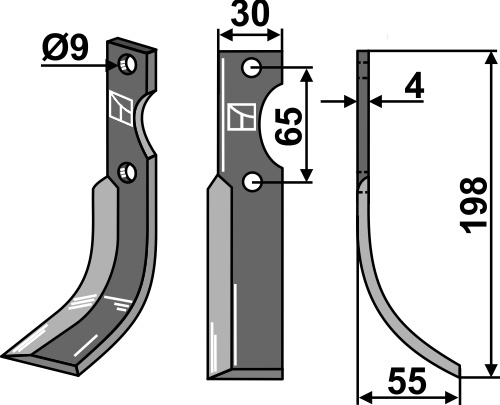 Fräsmesser 198x30mm, rechts, passend für Benassi