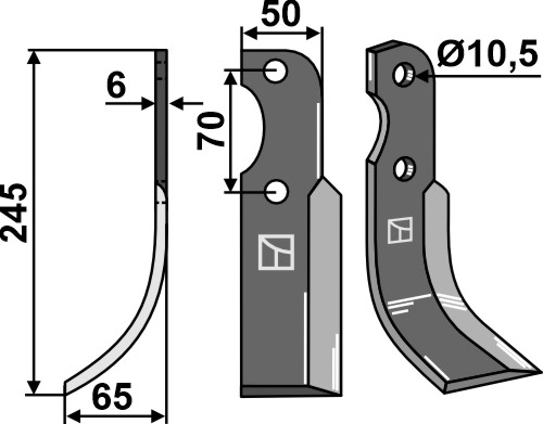 Fräsmesser 245x50mm, links, passend für Brumital-Agris