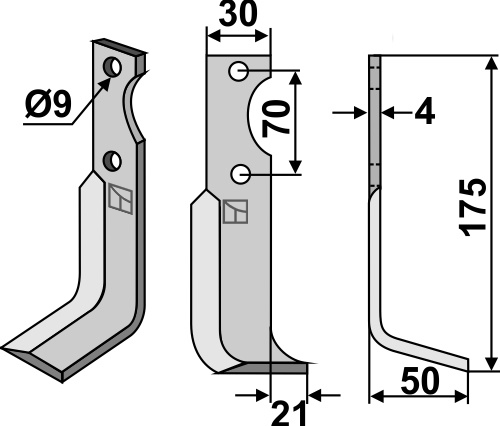 Fräsmesser 175x30mm, rechts, passend für Agria