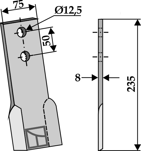 Schlegelmesser 235x75 mm, rechts, passend für Perfect