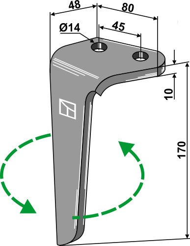 Kreiseleggenzinken, links 170 mm x 80 mm, passend für Rinieri