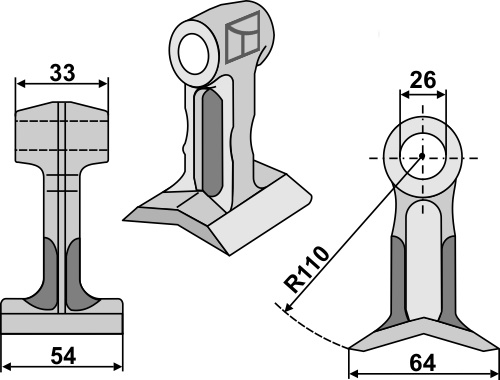 Hammerschlegel 54x33 mm, passend für Bomford, Kuhn und mehr