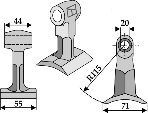 Hammerschlegel 55x44 mm, passend für Bomford und Spearhead