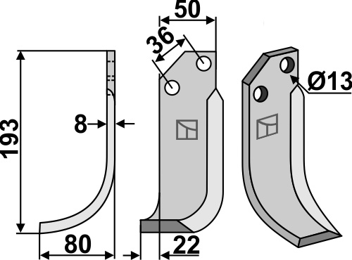 Fräsmesser 193x50mm, links, passend für P.G.S.