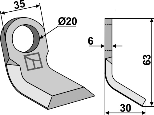 Y-Messer 63x35 mm, passend für Doppstadt