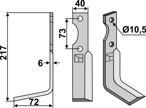 Fräsmesser 217x40mm, links, passend für Pasbo