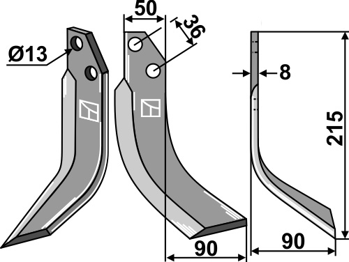 Fräsmesser 215x50mm, rechts, passend für JNC