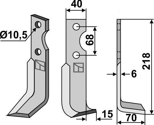 Fräsmesser 218x40mm, rechts, passend für Benassi