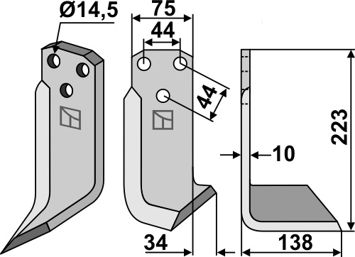 Fräsmesser 223x75mm, rechts, passend für Maletti