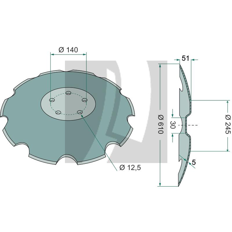 Tellerscheibe gezahnt, Ø 610 x 5 mm