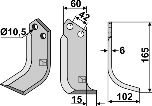 Fräsmesser 165x60mm, rechts, passend für Goldoni