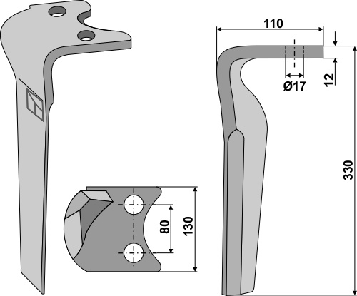 Kreiseleggenzinken links 330 mm x 130 mm, passend für Amazone