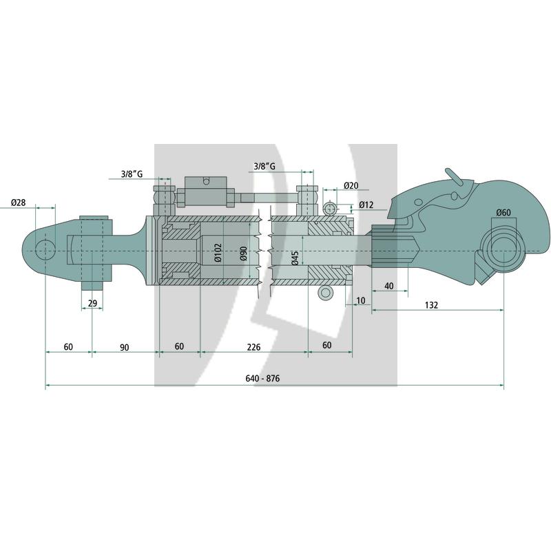 Hydraulischer Oberlenker 640 / 876 mm