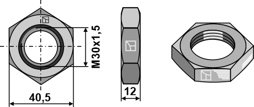 Mutter M30x1,5 - rechts Gewinde