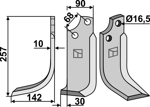 Fräsmesser 257x90mm, links, passend für Maschio/Gaspardo