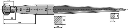 Zinken für Frontlader 1250 mm, passend für Kverneland