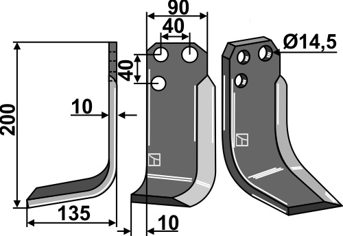 Fräsmesser 200x90mm, links, passend für Tortella