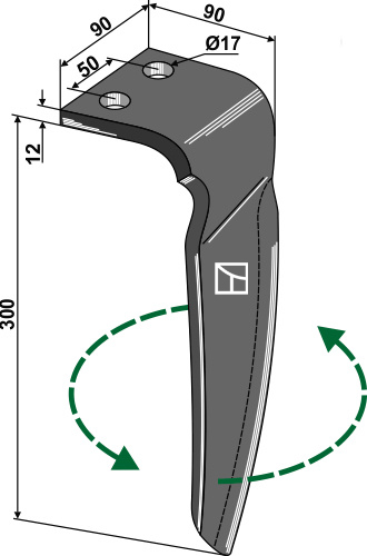 Kreiseleggenzinken links 300 mm x 90 mm, passend für Vigolo