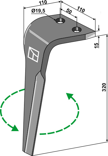 Kreiseleggenzinken, links 320 mm x 110 mm, passend für Maletti