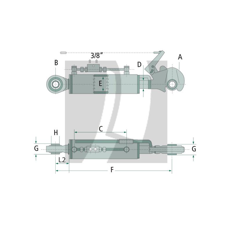 Hydraulischer Oberlenker 640 / 910 mm
