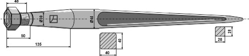 Zinken für Frontlader 1100 mm, passend für Schäffer und Manitou