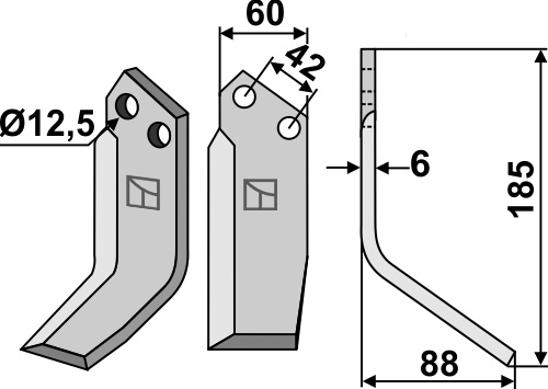 Fräsmesser 185x60mm, rechts, passend für Pasquali