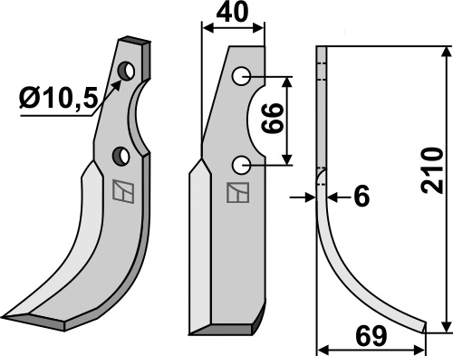Fräsmesser 210x40mm, rechts, passend für Grillo