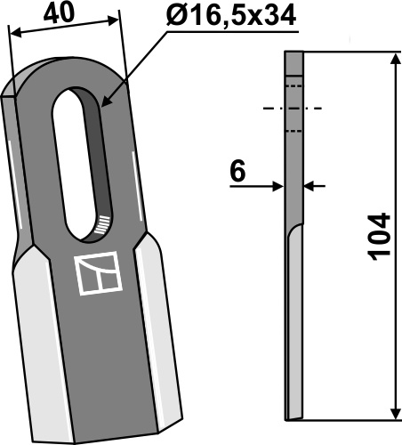 Gerades Messer 104x40 mm, passend für Ferri