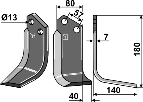 Fräsmesser 180x80mm, rechts, passend für Agrator und Agric