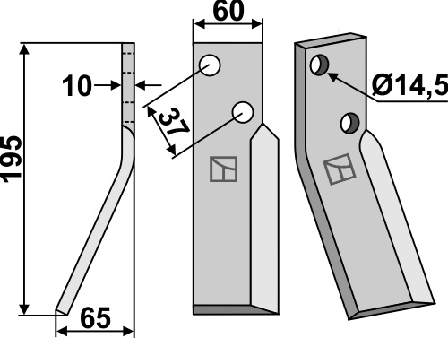 Rotorzinken 195x60mm, links, passend für RenterL.M.T.