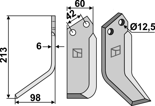 Fräsmesser 213x60mm, links, passend für NibbiBruno