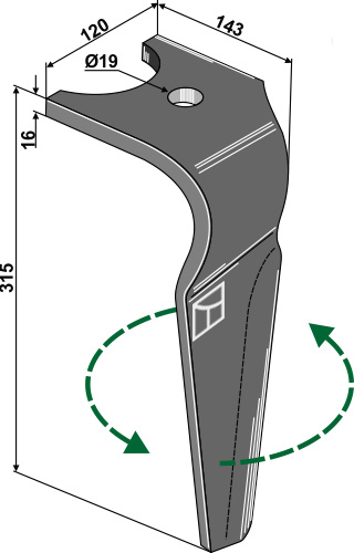 Kreiseleggenzinken links 315 mm x 120 mm, passend für Kuhn