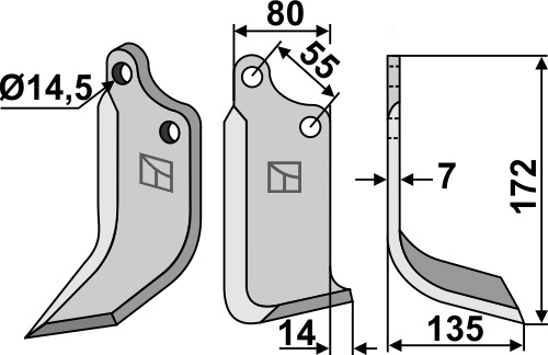 Fräsmesser 172x80mm, rechts, passend für Sicma(Miglianico)