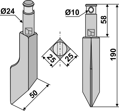 Rotorzinken 190mm, passend für Maschio/Gaspardo und Rau