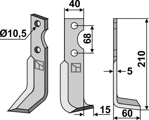 Fräsmesser 210x40mm, rechts, passend für Benassi