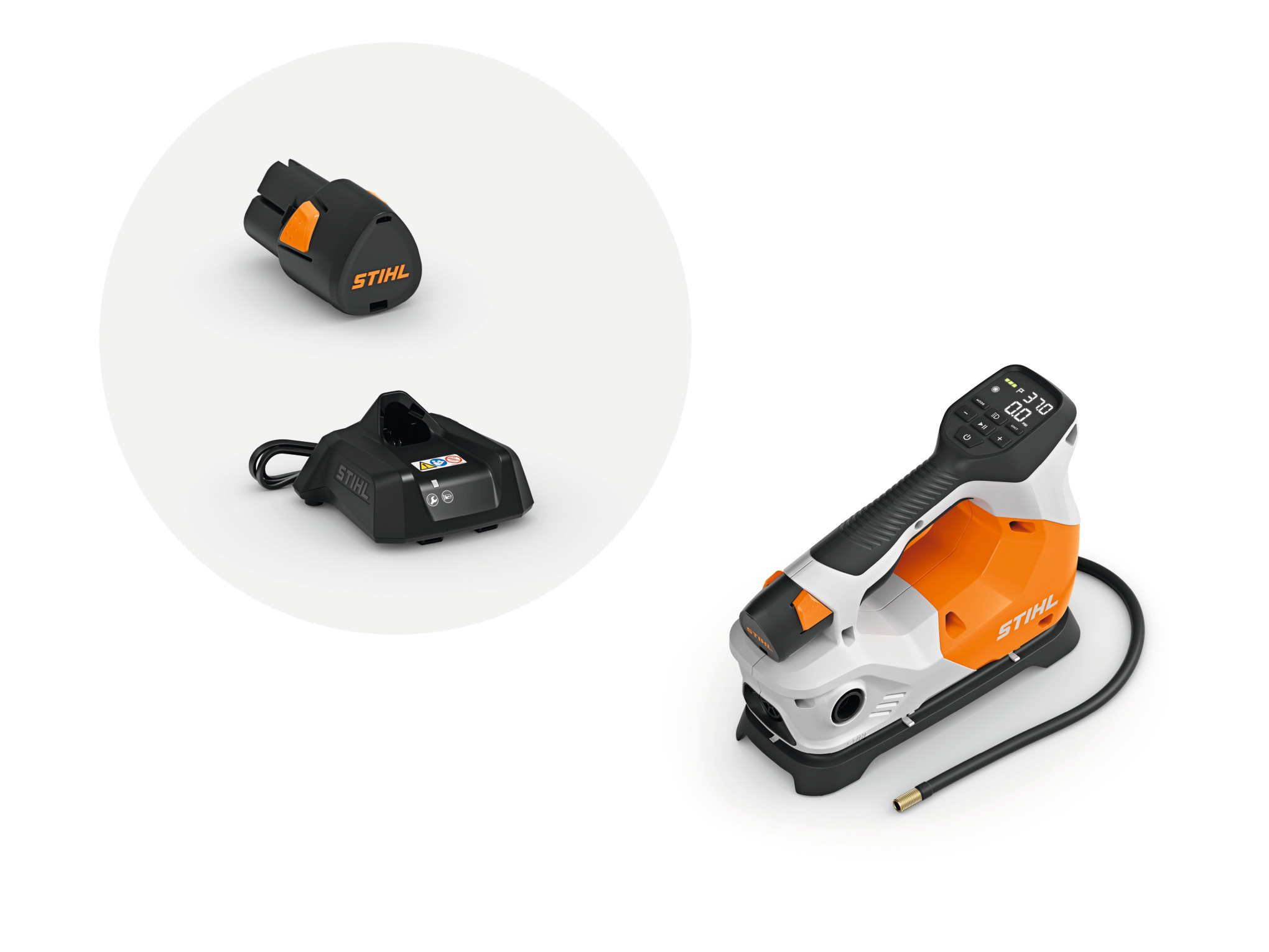 STIHL Akku-Kompressor KOA 20 mit Akku AS 2 und Ladegerät AL 1