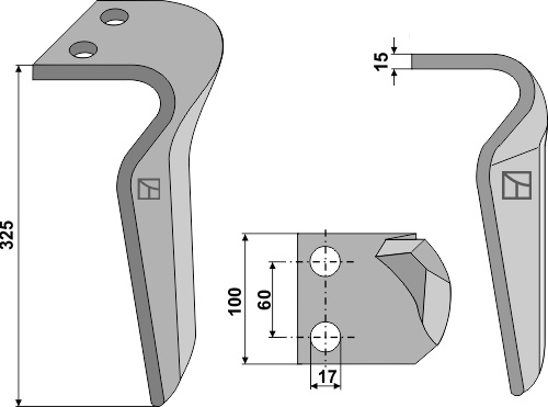 Kreiseleggenzinken links 325 mm x 100 mm, passend für Alpego
