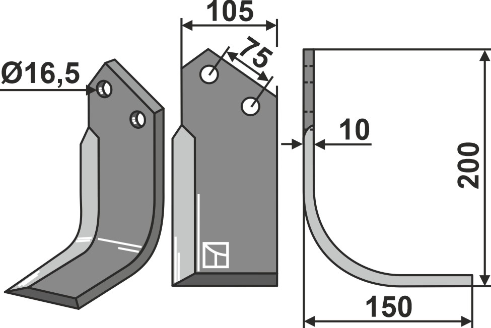 Fräsmesser 200x105mm, rechts, passend für Howard