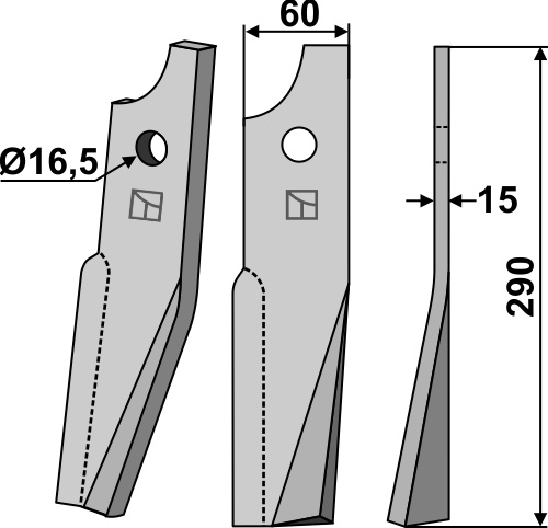 Rotorzinken 290x60mm, rechts, passend für Kuhn