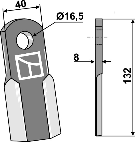 Gerades Messer 132x40 mm, passend für Frontech, Nobili und mehr