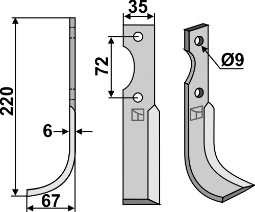 Fräsmesser 220x35mm, links, passend für Casorzo