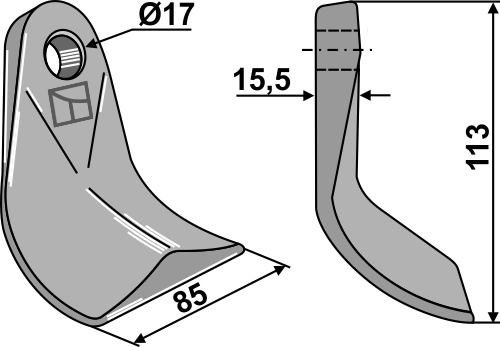 Messer 113x85 mm, passend für Gramegna