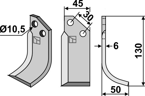 Fräsmesser 130x45mm, rechts, passend für Badalini