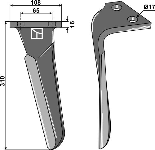 Kreiseleggenzinken links 310 mm x 108 mm, passend für Frandent