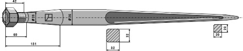 Zinken für Frontlader 1400 mm, passend für Kverneland