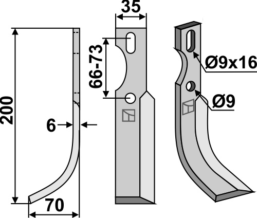 Universal Fräsmesser 200x35mm, links, passend für Diesse