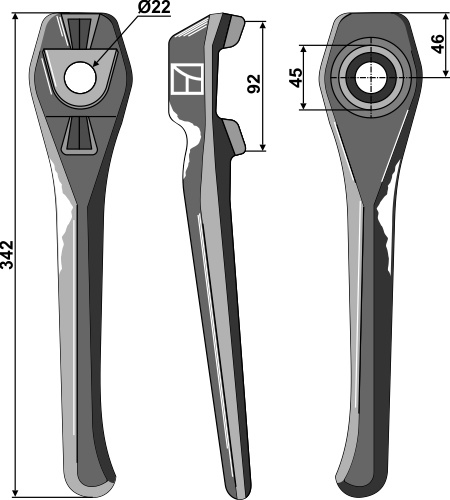 Kreiseleggenzinken links 342 mm, passend für Lely
