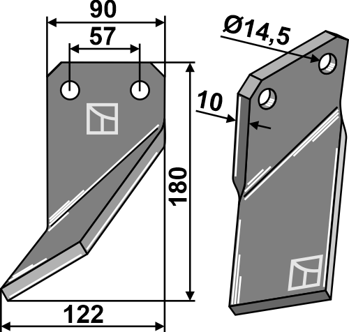 Fräsmesser 180x90mm, links, passend für Celli